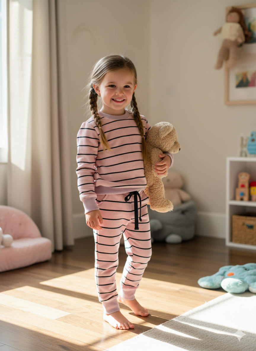 Pink black lines tracksuit for kids