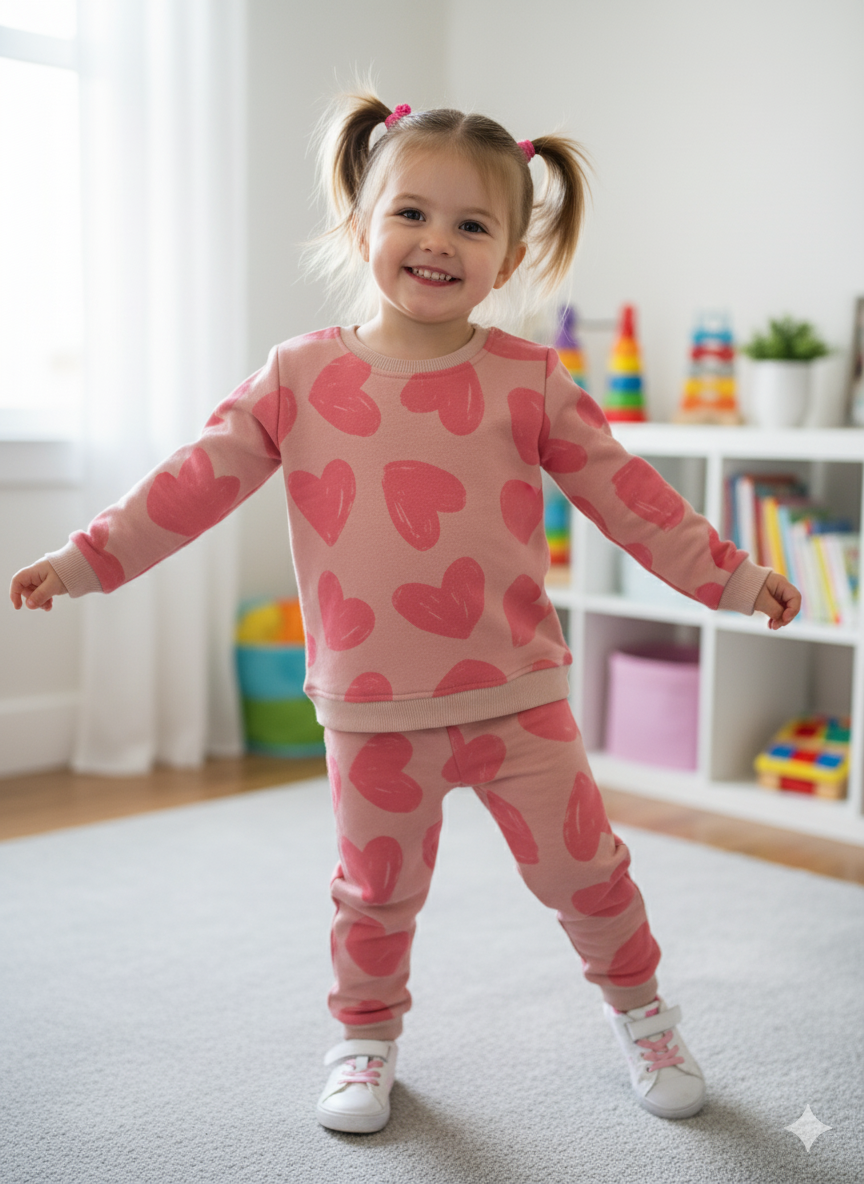 Hot pink hearts tracksuit for kids