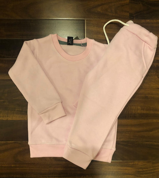 Baby pink plain tracksuit for kids