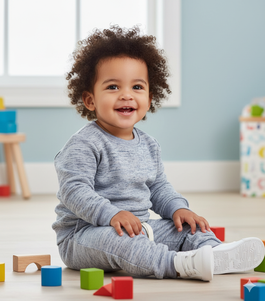 Blue melange tracksuit for kids