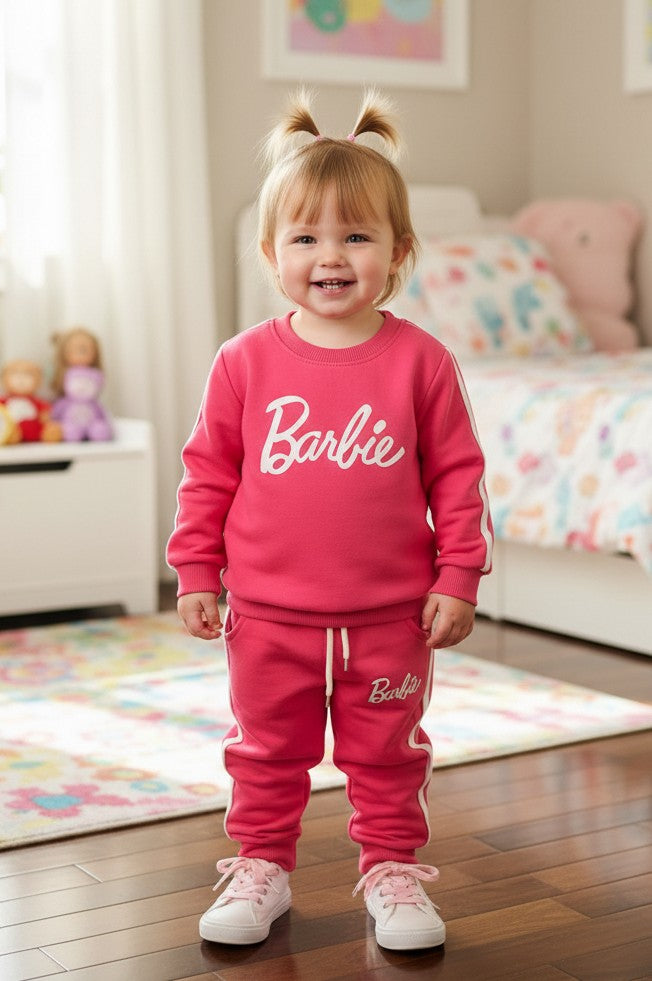 Pink barbie side stripes tracksuit
