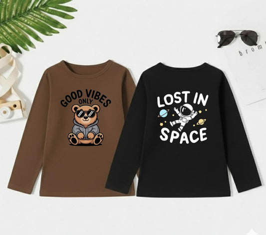 Pack of two Full Sleeves t-shirts (good vibes - space)