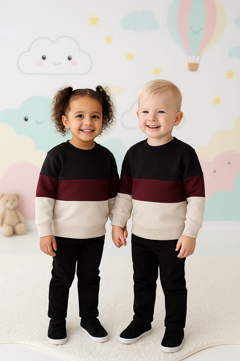 Maroon panel sweatshirt for kids