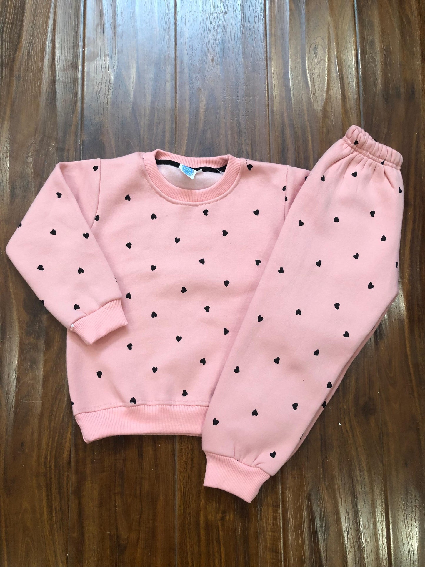 Baby pink black hearts tracksuit