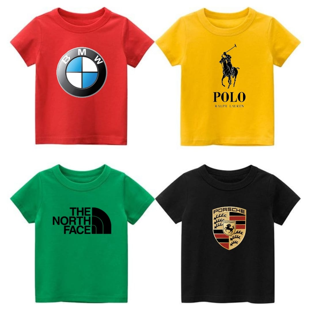 Pack of four T-shirts for kids (bmw- polo - north - ferari)