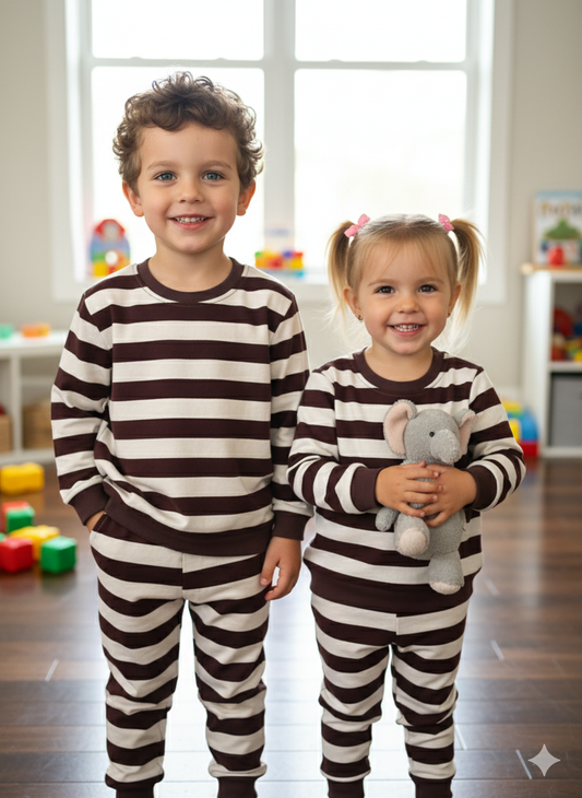Brown white stripes Tracksuit for kids