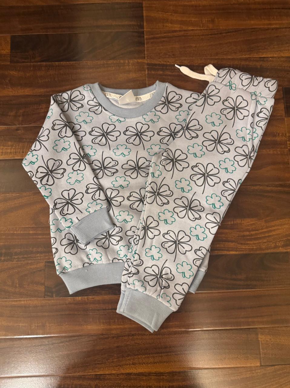 Grey snowdrop flowers tracksuit for kids
