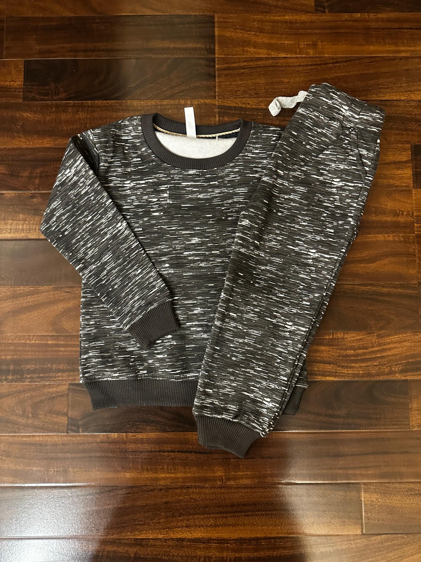Dark grey texture melange Tracksuit for kids