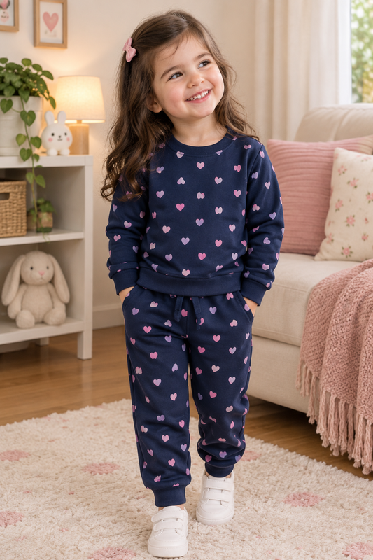 Navy Hearts Allover Tracksuit