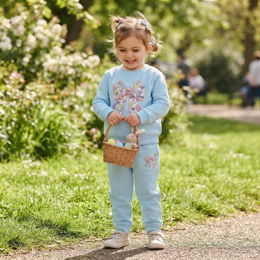 Sky Blue Teddy Bow Tracksuit