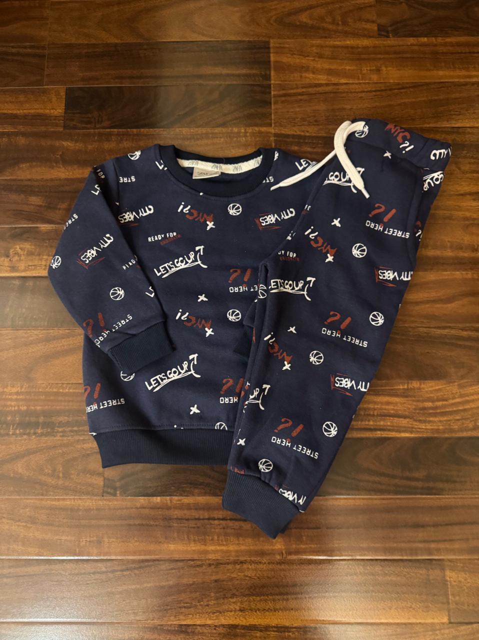 Navy blue city vibes tracksuit for kids