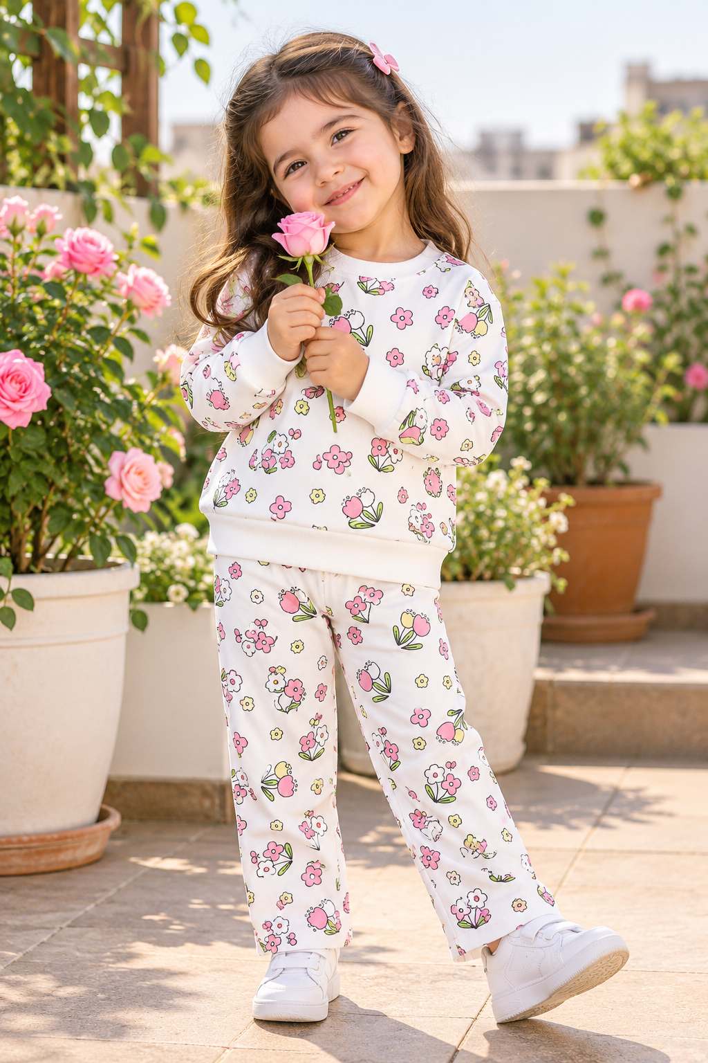 White Tiny Tulips Tracksuit
