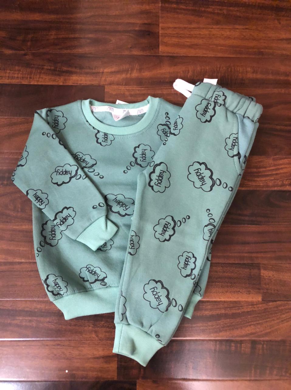 Green happy tracksuit for kids