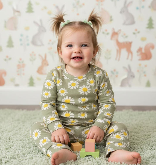 New Olive daisy flower tracksuit for kids