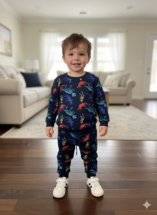 Blue multi dinosaur tracksuit for kids
