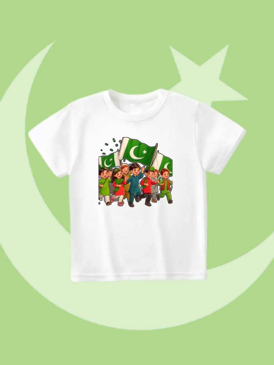 White kids with flags independence day t-shirt