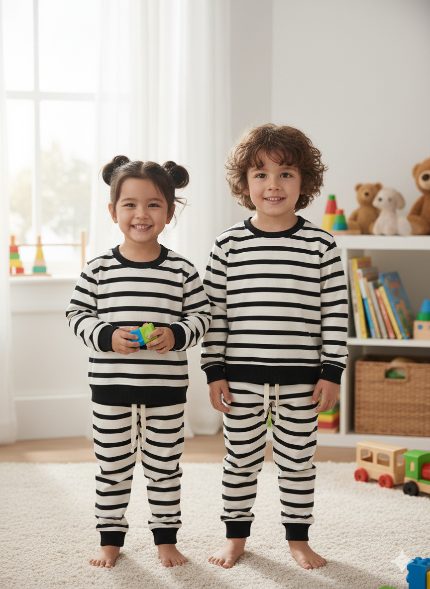 Black and white stripes tracksuit for kids