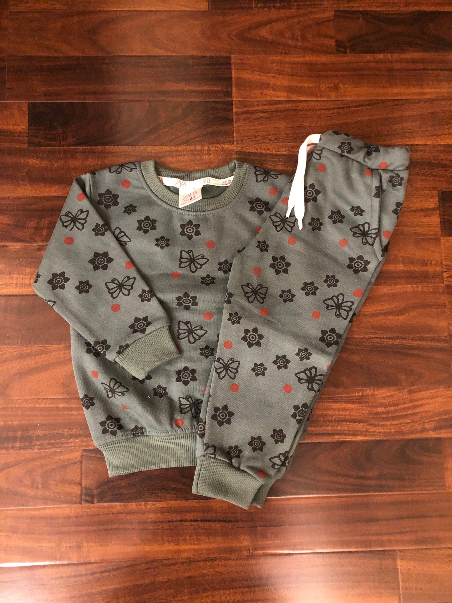 Dark green butterfly flower tracksuit for kids