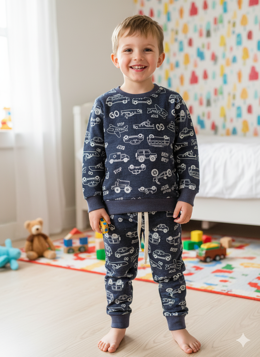 Blue aeroplane cars tracksuit for kids
