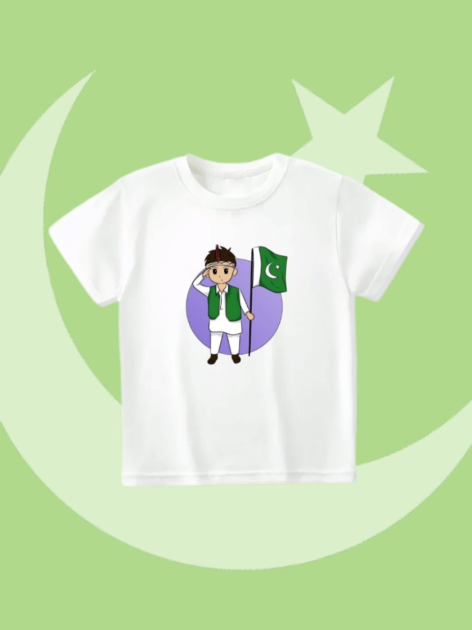 White independence day t-shirt (boy with flag)