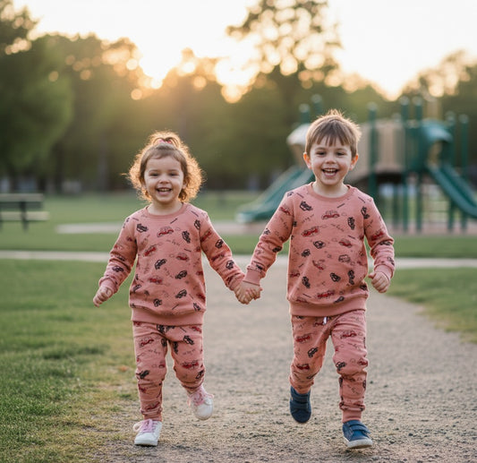Pink go by car tracksuit for kids
