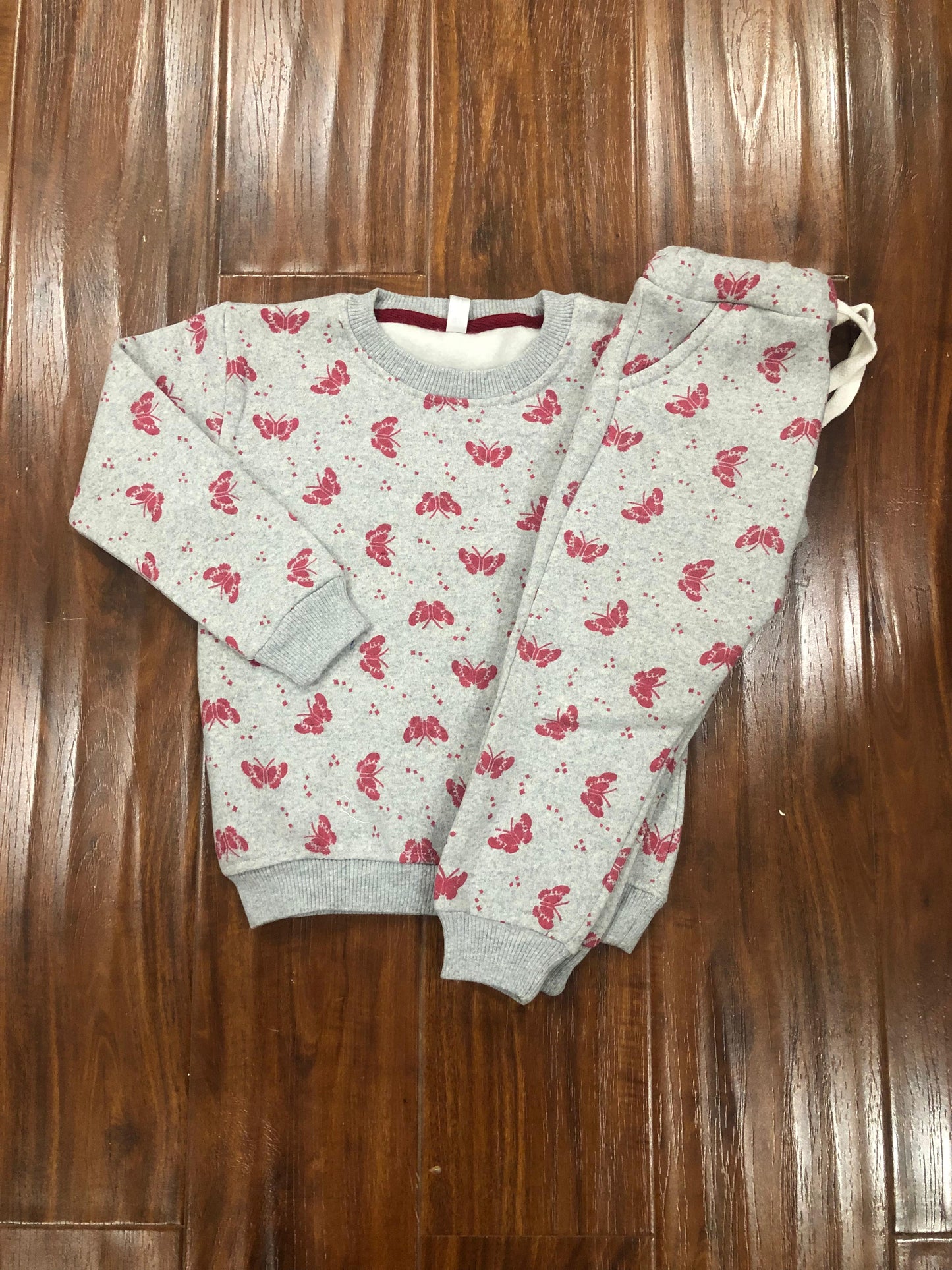 Pink on grey butterflies tracksuit for kids