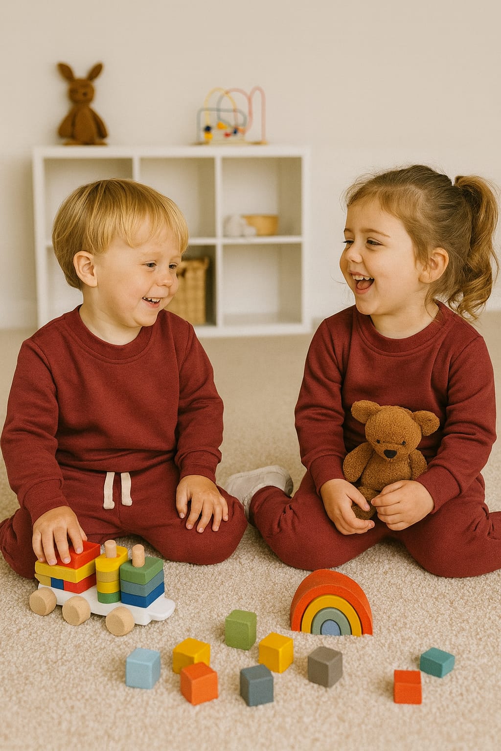 Solid maroon tracksuit for kids
