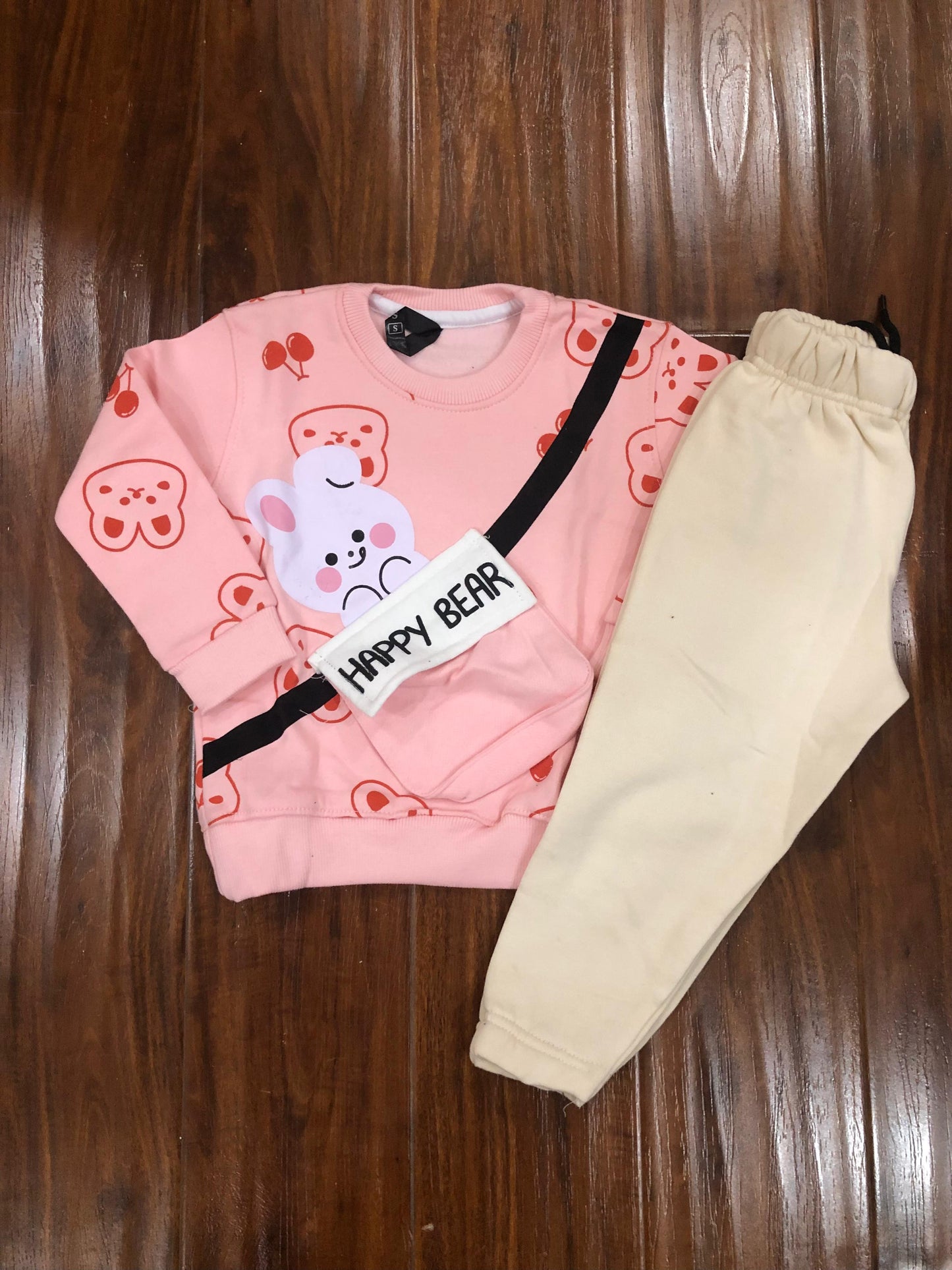 Pink bear pocket bag tracksuit