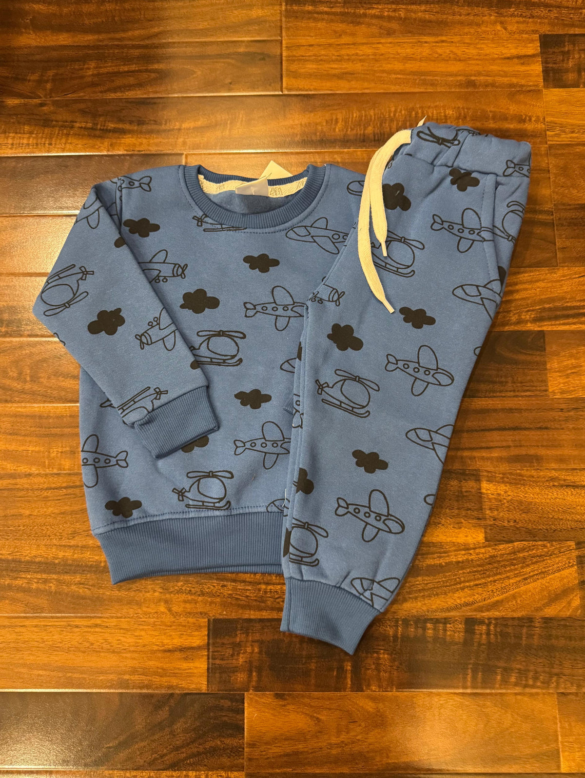 Royal blue aeroplane tracksuit for kids