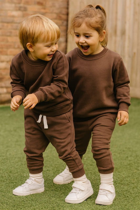 Solid brown tracksuit for kids