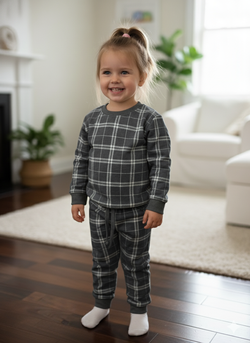Black checkered tracksuit for kids