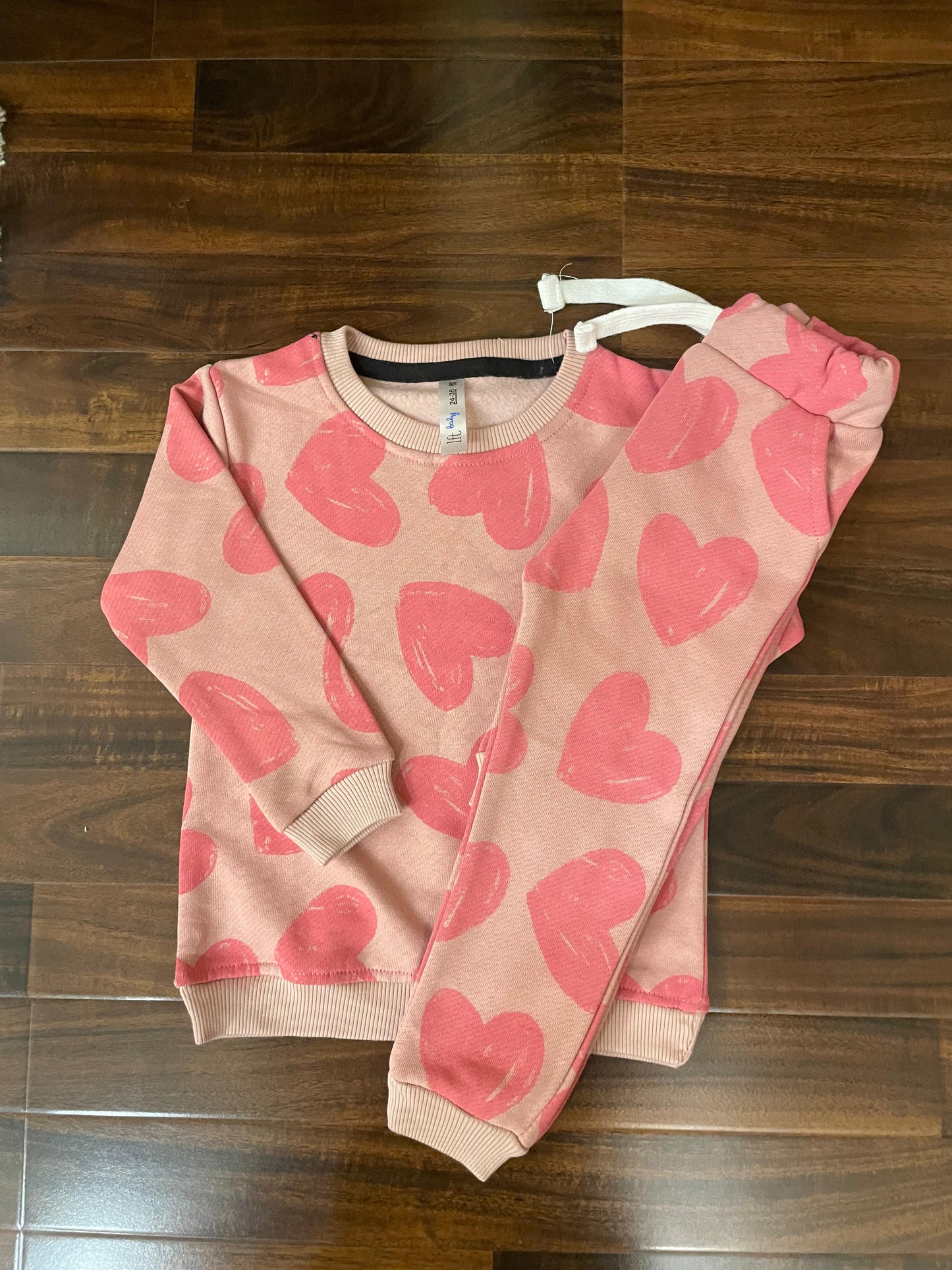 Hot pink hearts tracksuit for kids