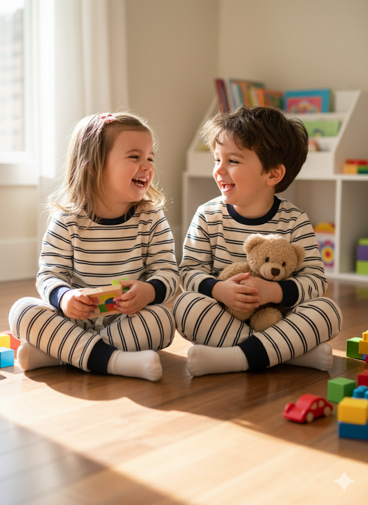 Black white dual lines tracksuit for kids