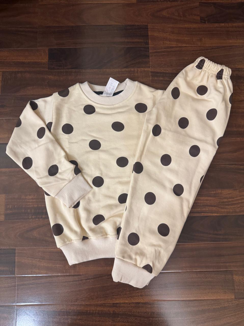White polka dots  tracksuit for kids