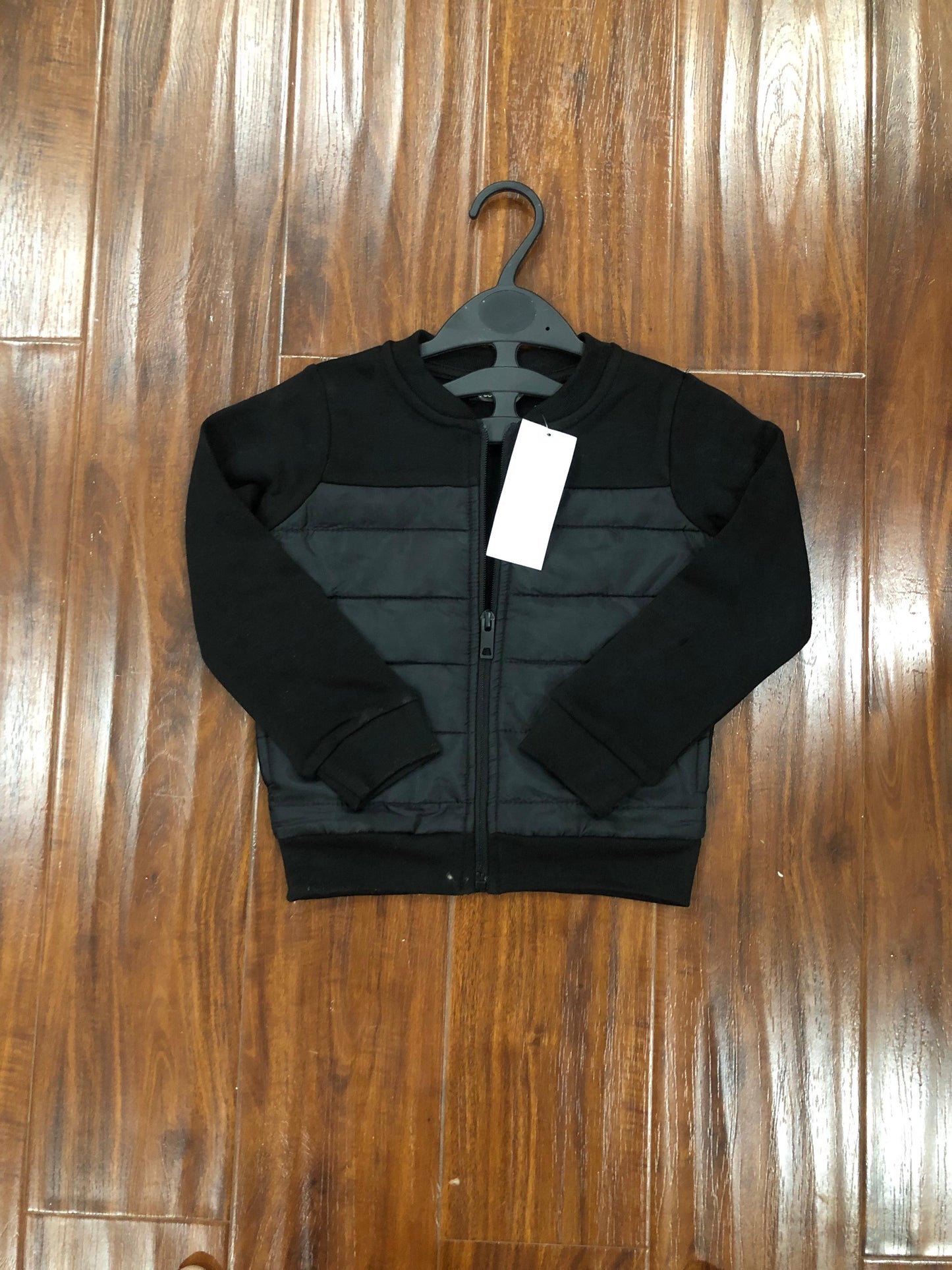 Black puffer fleece jacket