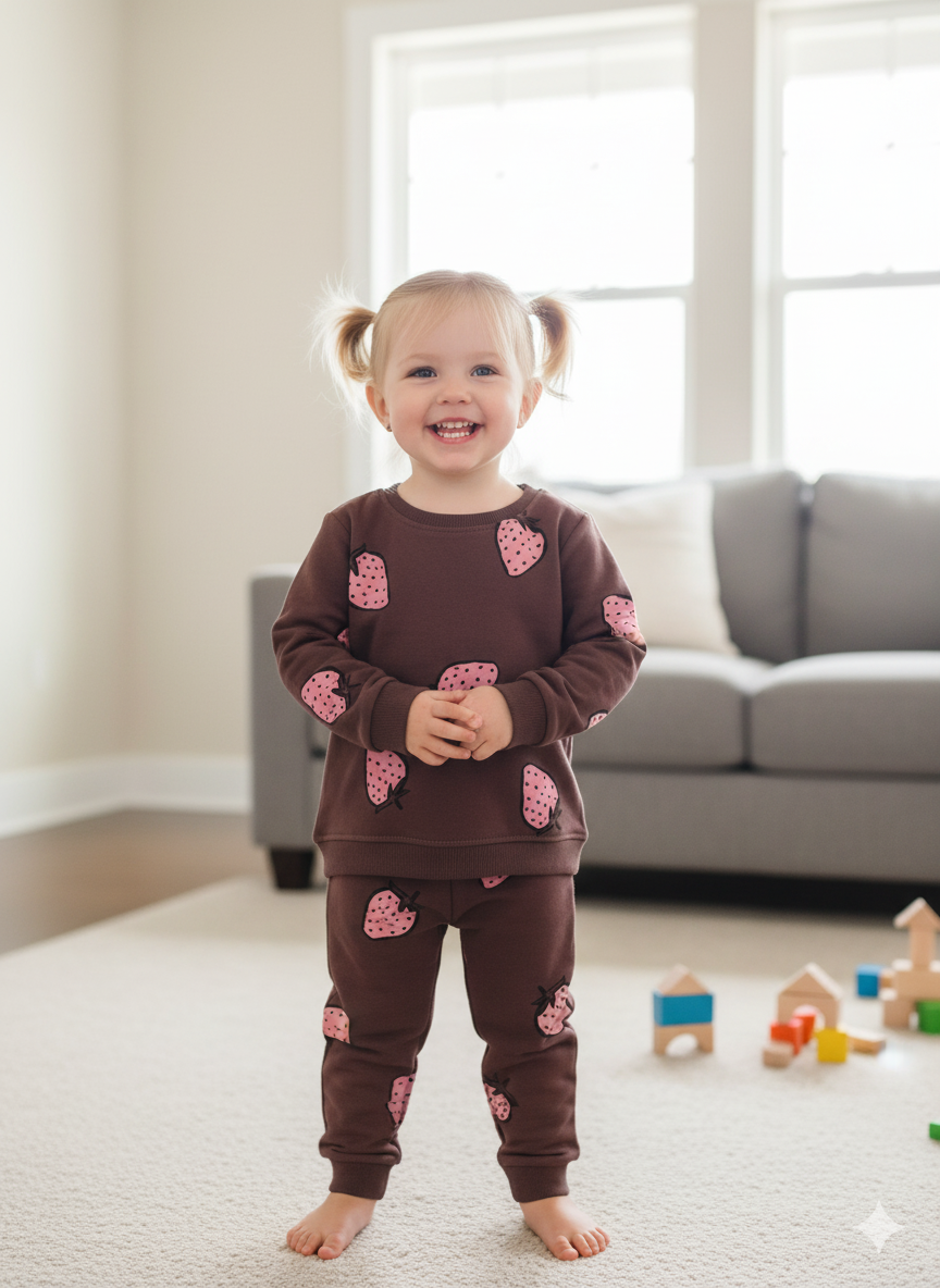 Brown strawberries Tracksuit for kids