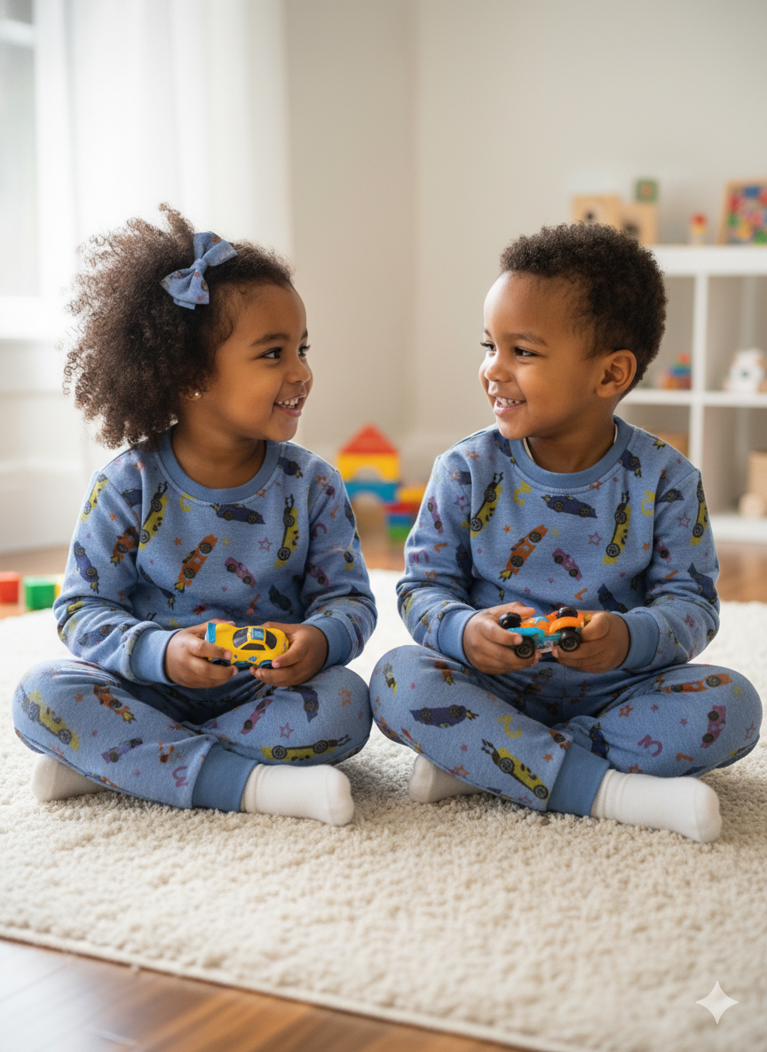 Sky blue sports cars tracksuit for kids