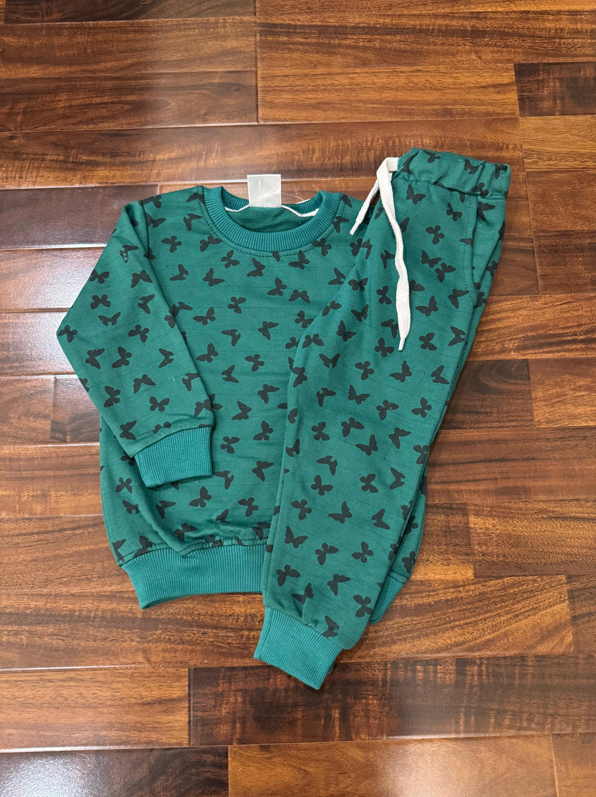 Teal green butterflies tracksuit for kids