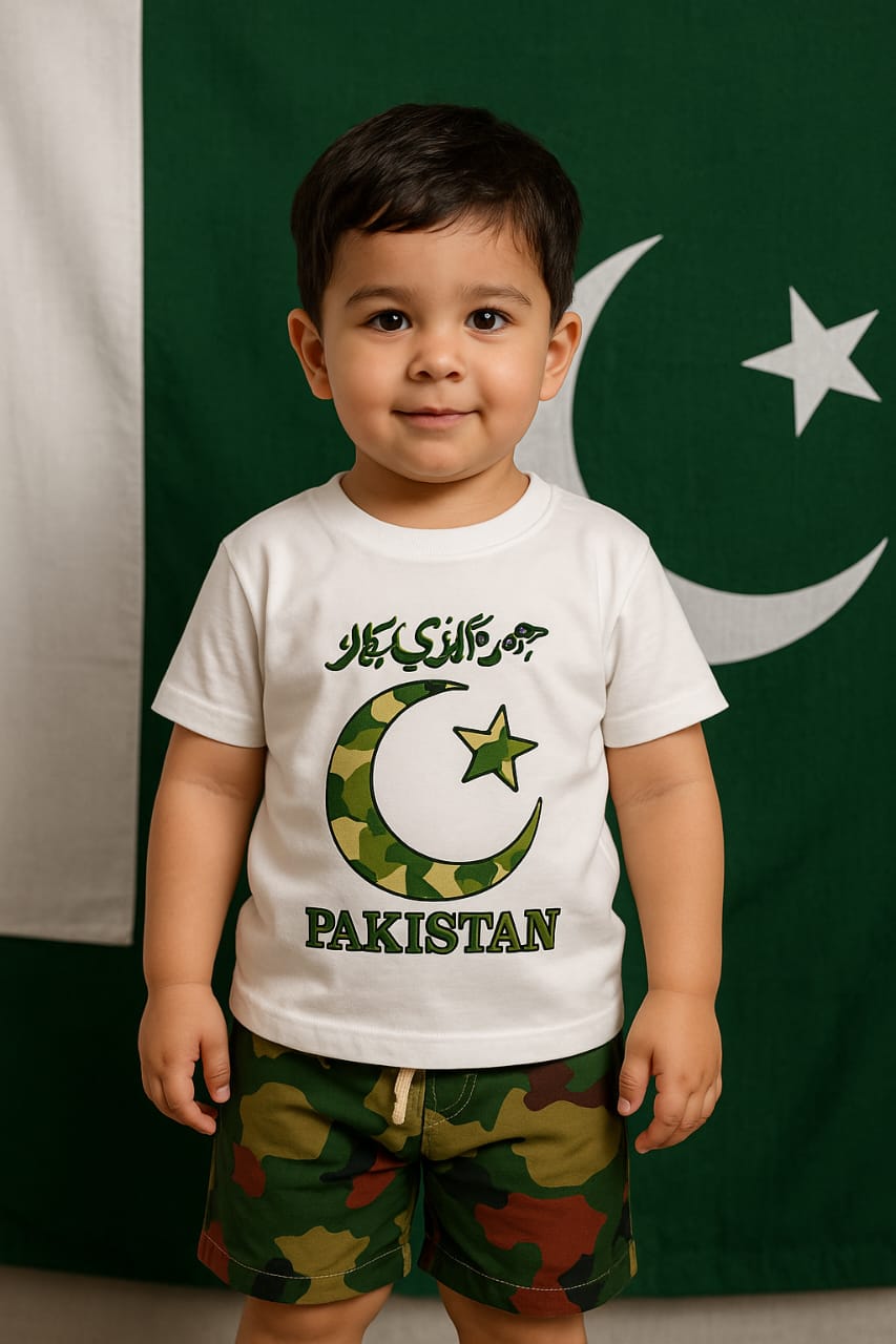 Pakistan independence day T-shirt and shorts set for kids