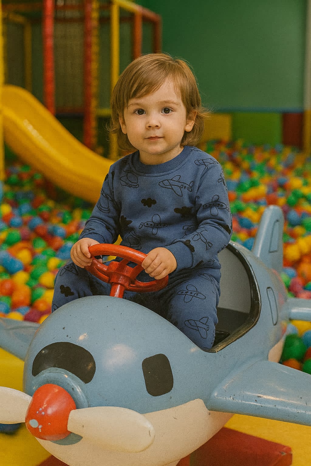 Royal blue aeroplane tracksuit for kids