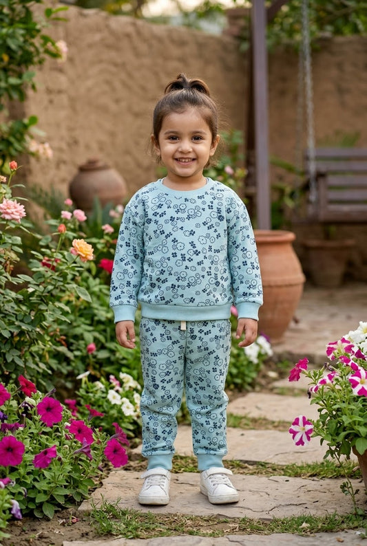 Sky Blue Mini Flowers Tracksuit