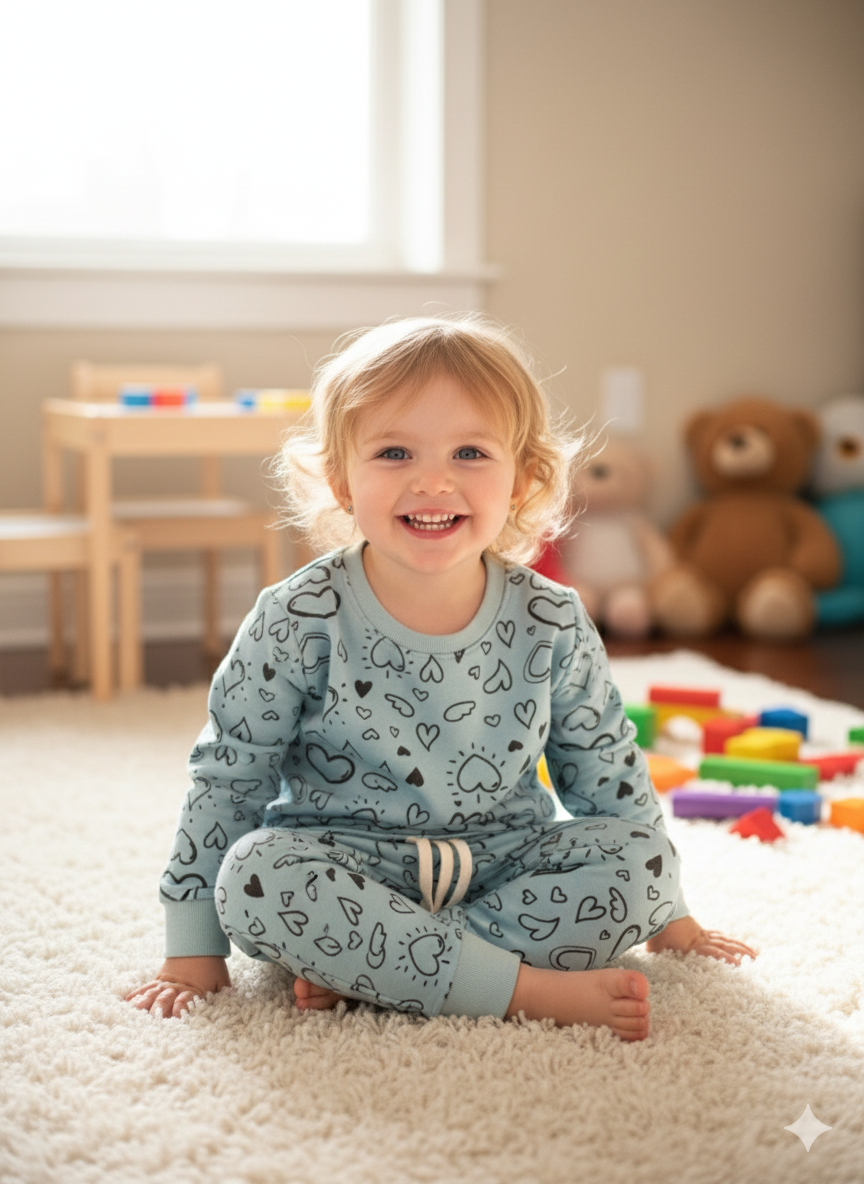 Sky blue hearts tracksuit for kids