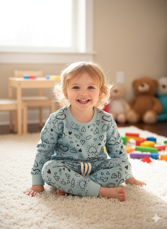 Sky blue hearts tracksuit for kids