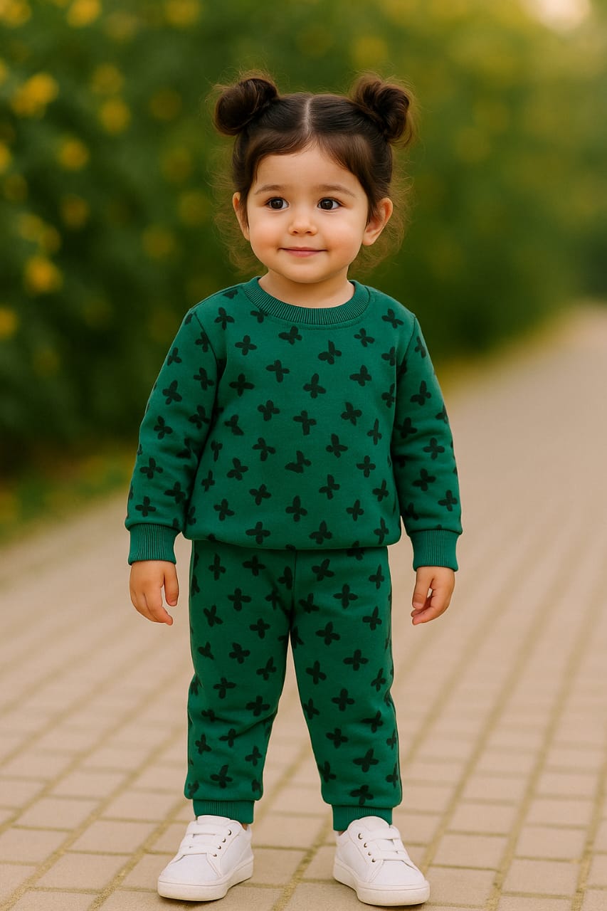 Teal green butterflies tracksuit for kids