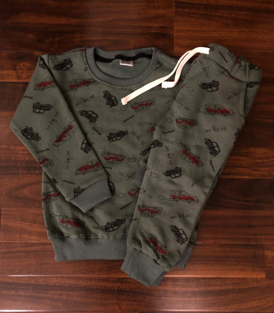 Dark green go by cars tracksuit for kids