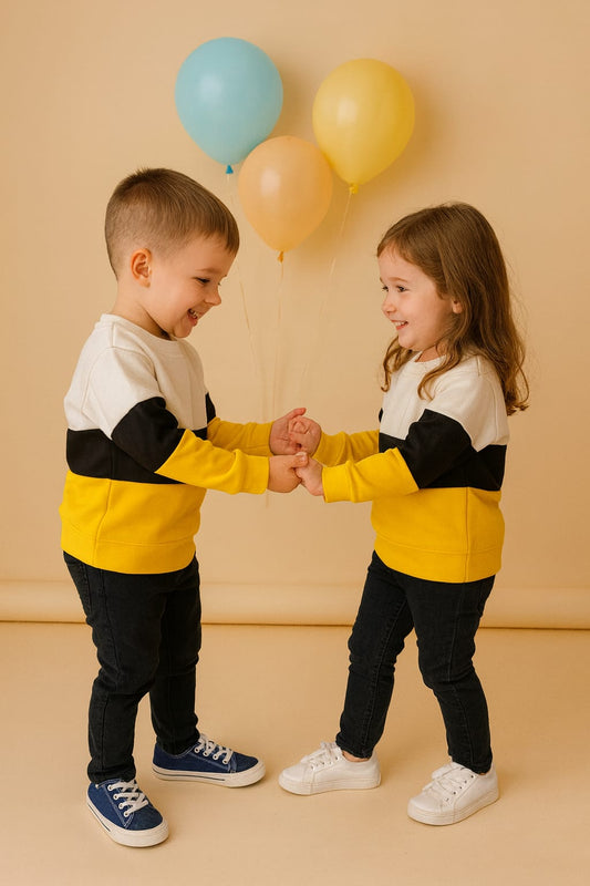 Yellow panel sweatshirt for kids