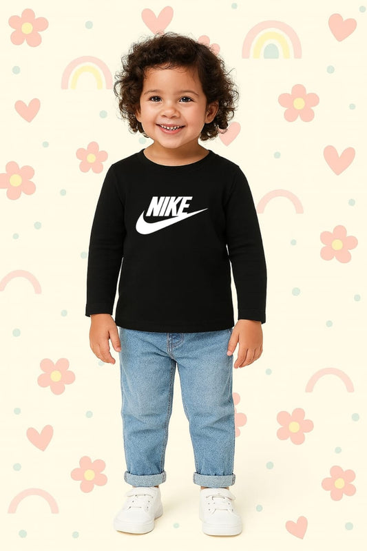 Black NK full sleeves t-shirt for kids