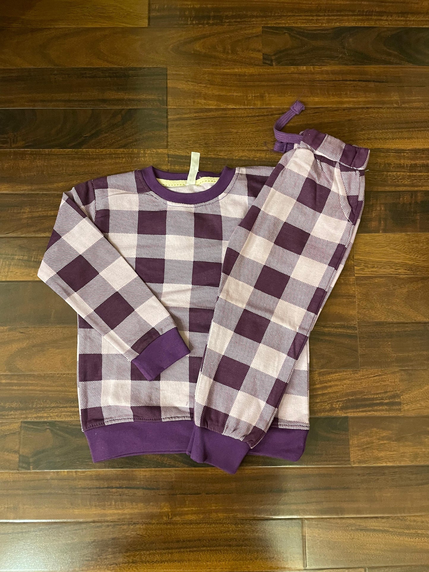 Purple checkered tracksuit for kids
