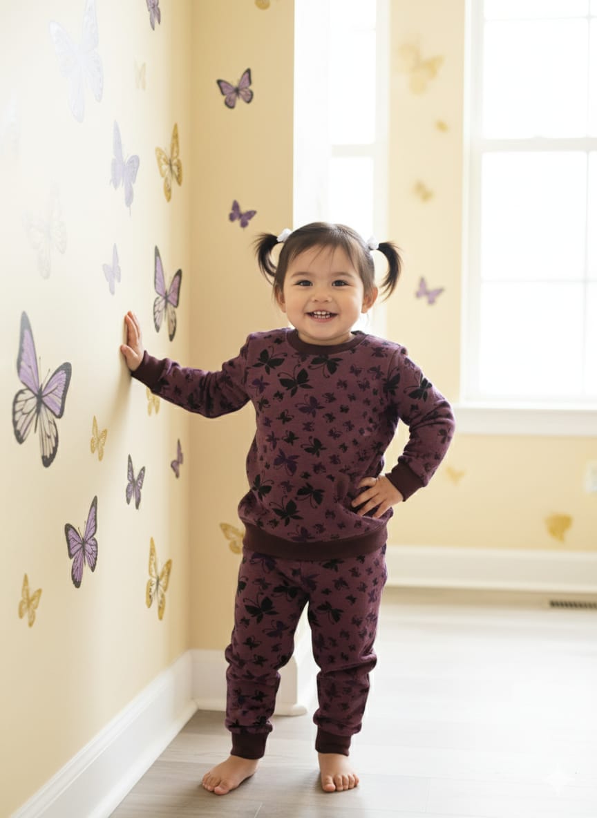 Purple butterflies tracksuit for kids