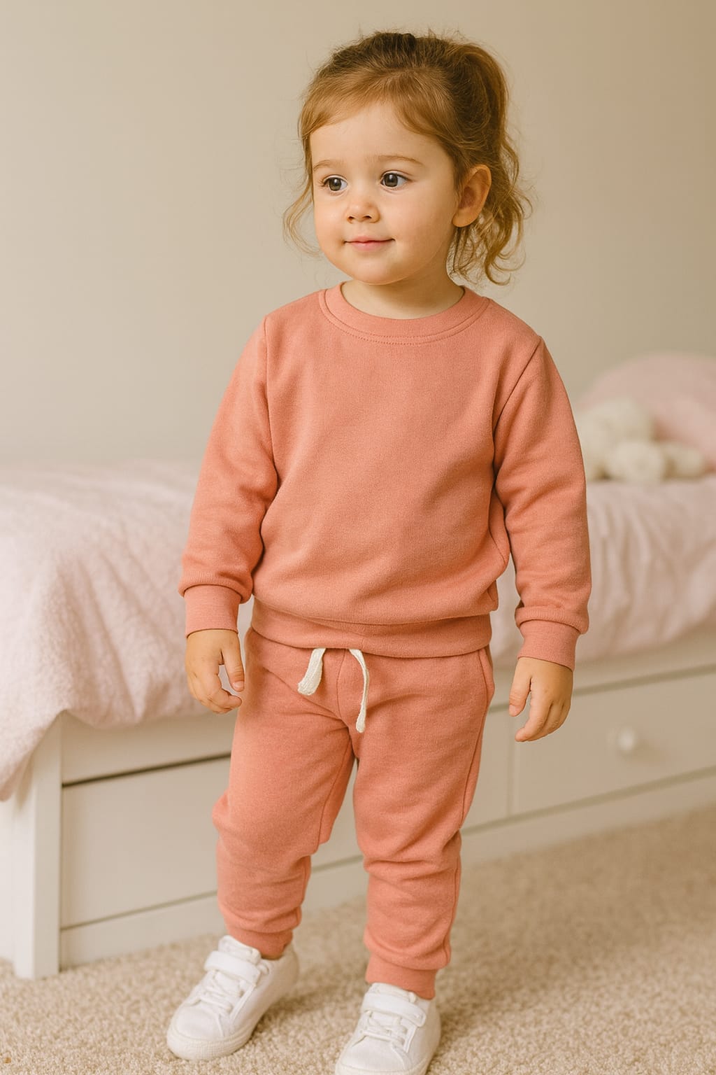 Peach plain tracksuit for kids
